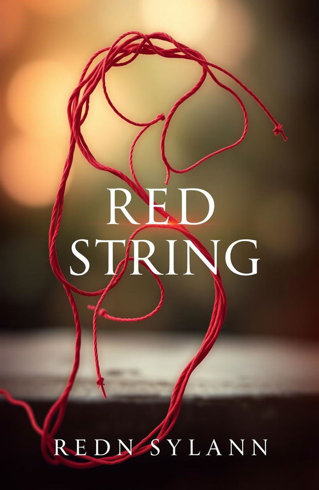 A captivating novel cover design titled 'RED STRING', illustrating the concept of a red thread symbolizing connection and bond between individuals