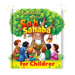 A colorful and engaging book cover design for 'Stories of the Sahaba for Children'