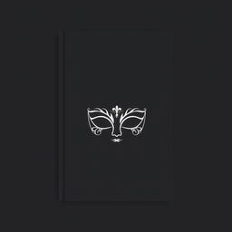 A minimalist book cover design featuring a simple, elegant mask at the center