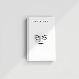 A minimalist book cover design featuring a simple, elegant mask at the center