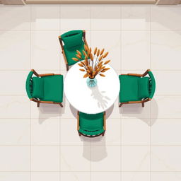 A top-down pixel art illustration of a room with no walls