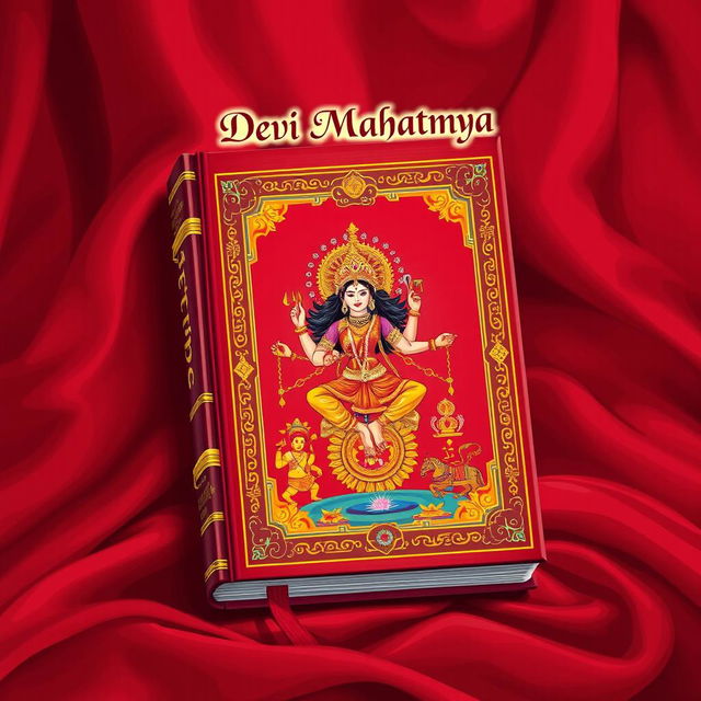 A beautiful illustration of the Devi Mahatmya book, showcasing its traditional Indian design