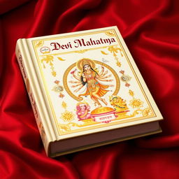 A beautiful illustration of the Devi Mahatmya book, showcasing its traditional Indian design