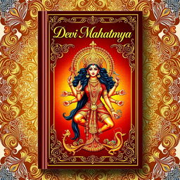 A digital artwork representation of the Devi Mahatmya book, showcasing its beautiful cover
