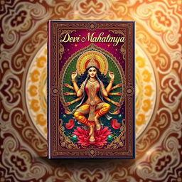 A digital artwork representation of the Devi Mahatmya book, showcasing its beautiful cover