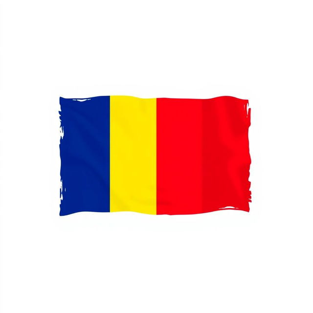 A vibrant and accurate depiction of the Romanian flag, featuring three vertical stripes in blue, yellow, and red