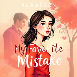 A beautifully illustrated book cover for 'My Favorite Mistake', showcasing a young woman in a vibrant, colorful drawing style