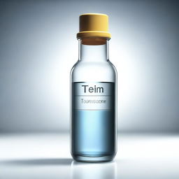 A high-quality digital art piece portraying a glass vial filled with a clear liquid, labeled 'Testosterone'