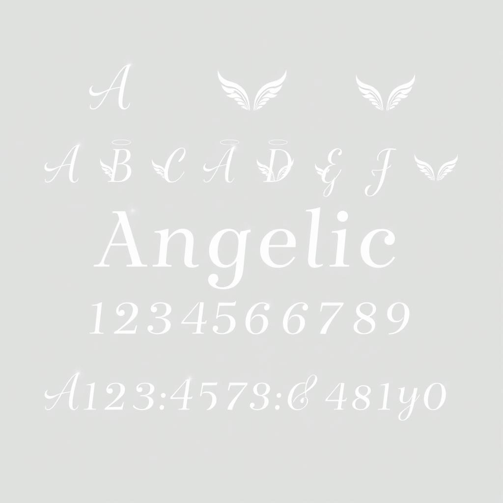 A stylish font set designed with a 'modern-angelic-minimalism' theme, characterized by clean lines and ethereal simplicity