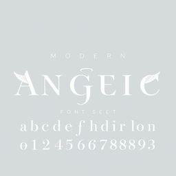 A sophisticated font set designed with a 'modern-angelic-minimalism' theme, integrating delicate angelic elements into the typography