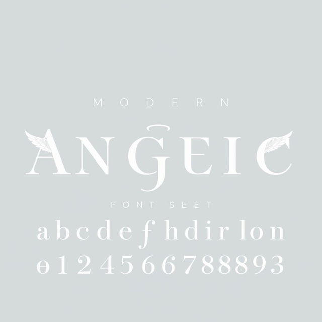 A sophisticated font set designed with a 'modern-angelic-minimalism' theme, integrating delicate angelic elements into the typography