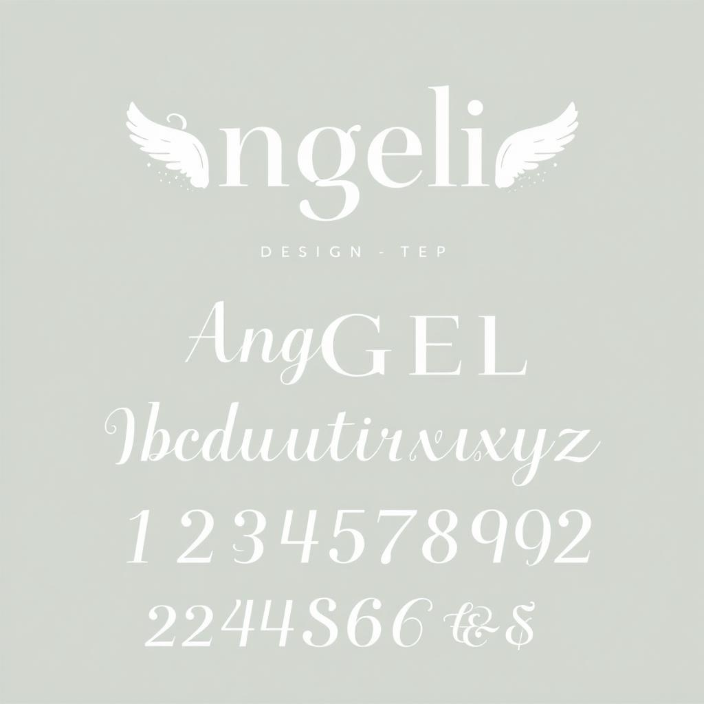 A sophisticated font set designed with a 'modern-angelic-minimalism' theme, integrating delicate angelic elements into the typography