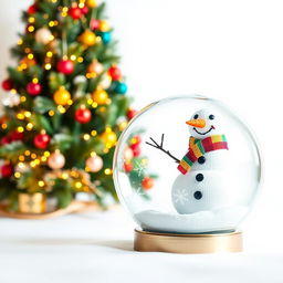 A large white background featuring a beautifully decorated Christmas tree with colorful ornaments and twinkling lights