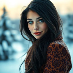 A striking portrait of a Russian woman aged between 30 to 45 years