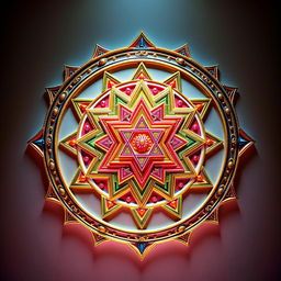 A beautifully detailed Shri Yantra, intricately designed with geometric patterns and the mystic Sri Yantra symbol at its center
