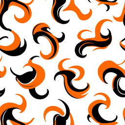 An abstract pattern inspired by football featuring vibrant shades of orange and black, with dynamic swirling shapes resembling movement and energy in a football game