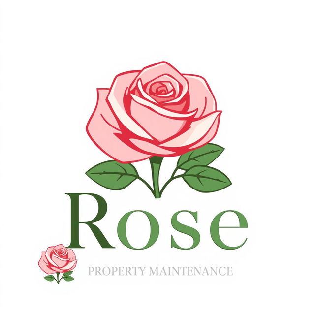 A sophisticated logo design for 'Rose Property Maintenance', featuring a beautifully stylized rose combined with essential maintenance tools like a tool belt or hammer and saw