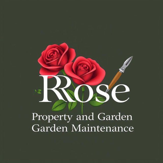 A visually striking logo design for 'Rose Property and Garden Maintenance'