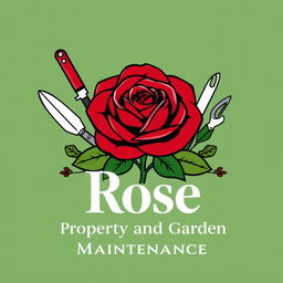 A visually striking logo design for 'Rose Property and Garden Maintenance'