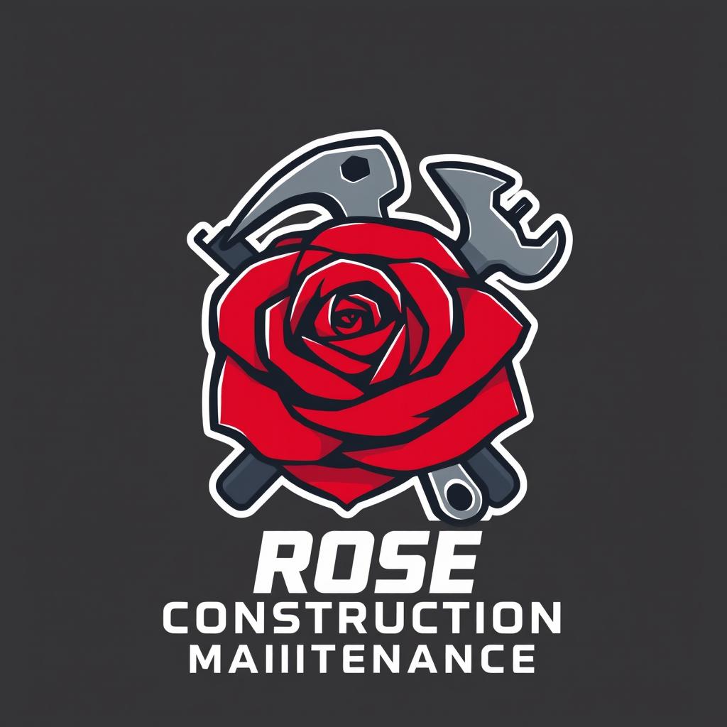 A dynamic and robust logo design for 'Rose Construction Maintenance'