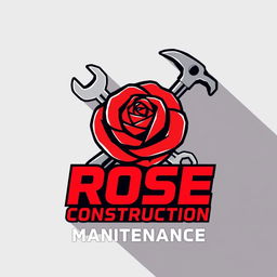 A dynamic and robust logo design for 'Rose Construction Maintenance'