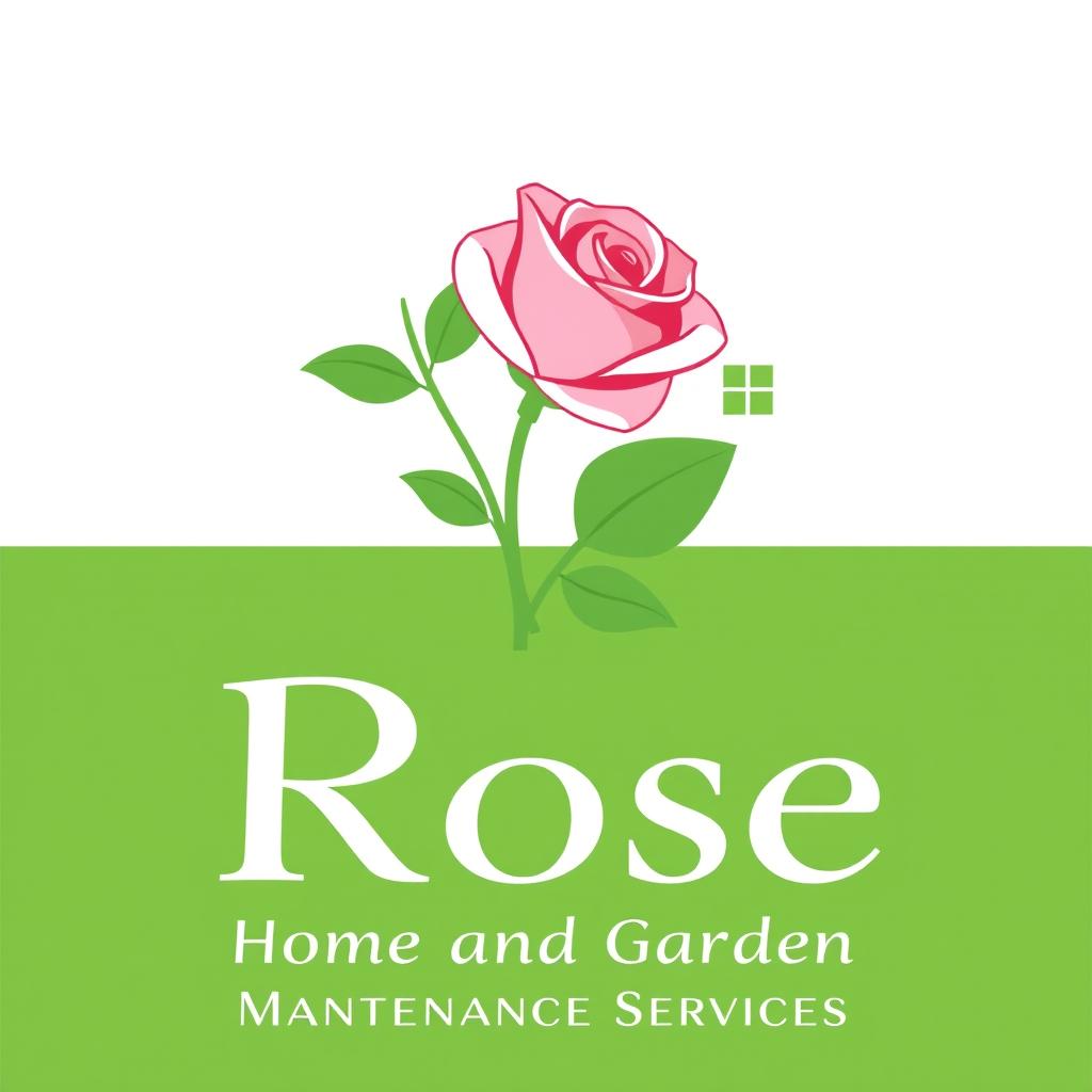 A stylish and inviting logo design for 'Rose Home and Garden Maintenance Services'