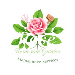 An elegant and eye-catching logo design for 'Rose Home and Garden Maintenance Services'