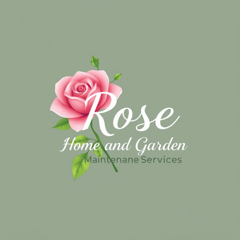 A charming and professional logo design for 'Rose Home and Garden Maintenance Services'