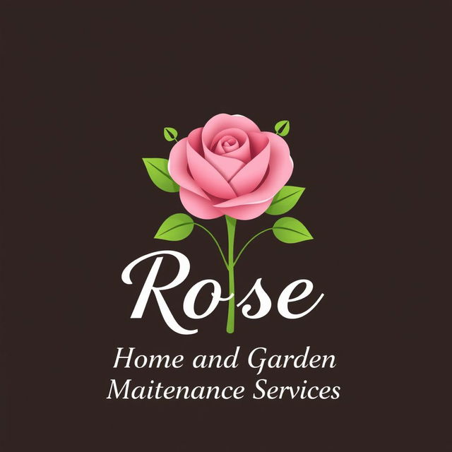 A charming and professional logo design for 'Rose Home and Garden Maintenance Services'