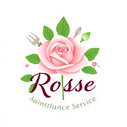 A charming and professional logo design for 'Rose Home and Garden Maintenance Services'