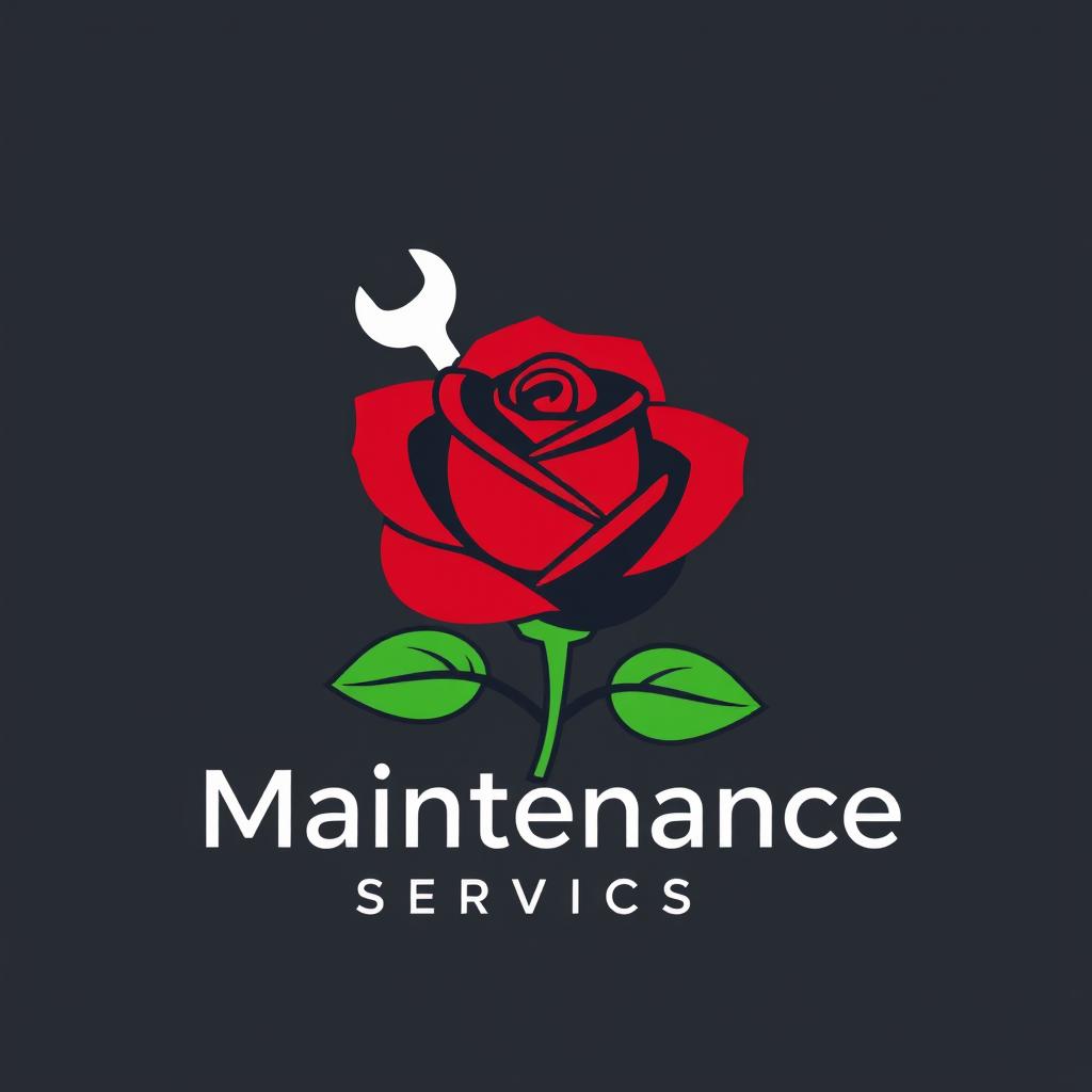 A sleek and modern logo design for 'Rose Maintenance Services'