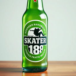 A Heineken-style bottle design featuring the logo 'SKATER168' prominently displayed on the label