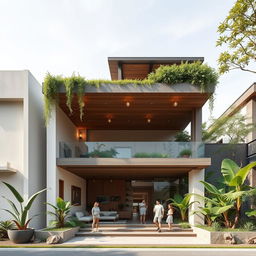 A contemporary residential building featuring a ground plus one floor design