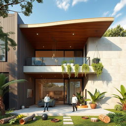 A contemporary residential building featuring a ground plus one floor design