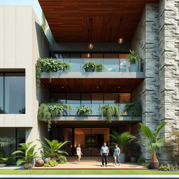 A contemporary residential building featuring a ground plus one floor design