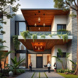 A contemporary residential building featuring a ground plus one floor design