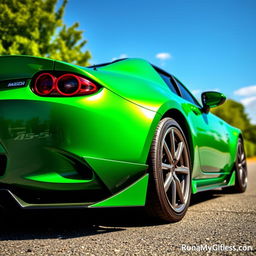 A stunning Mazda MX-5 NC sports car painted in the iconic British Racing Green color