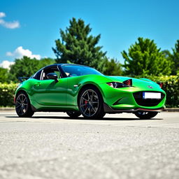 A stunning Mazda MX-5 NC sports car painted in the iconic British Racing Green color