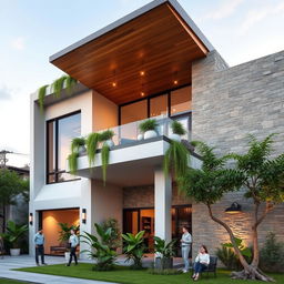 A contemporary residential building featuring a ground plus one floor design