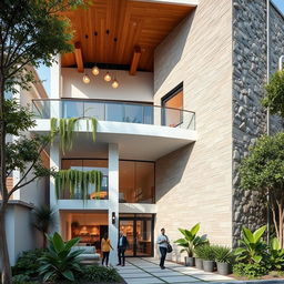 A contemporary residential building featuring a ground plus one floor design