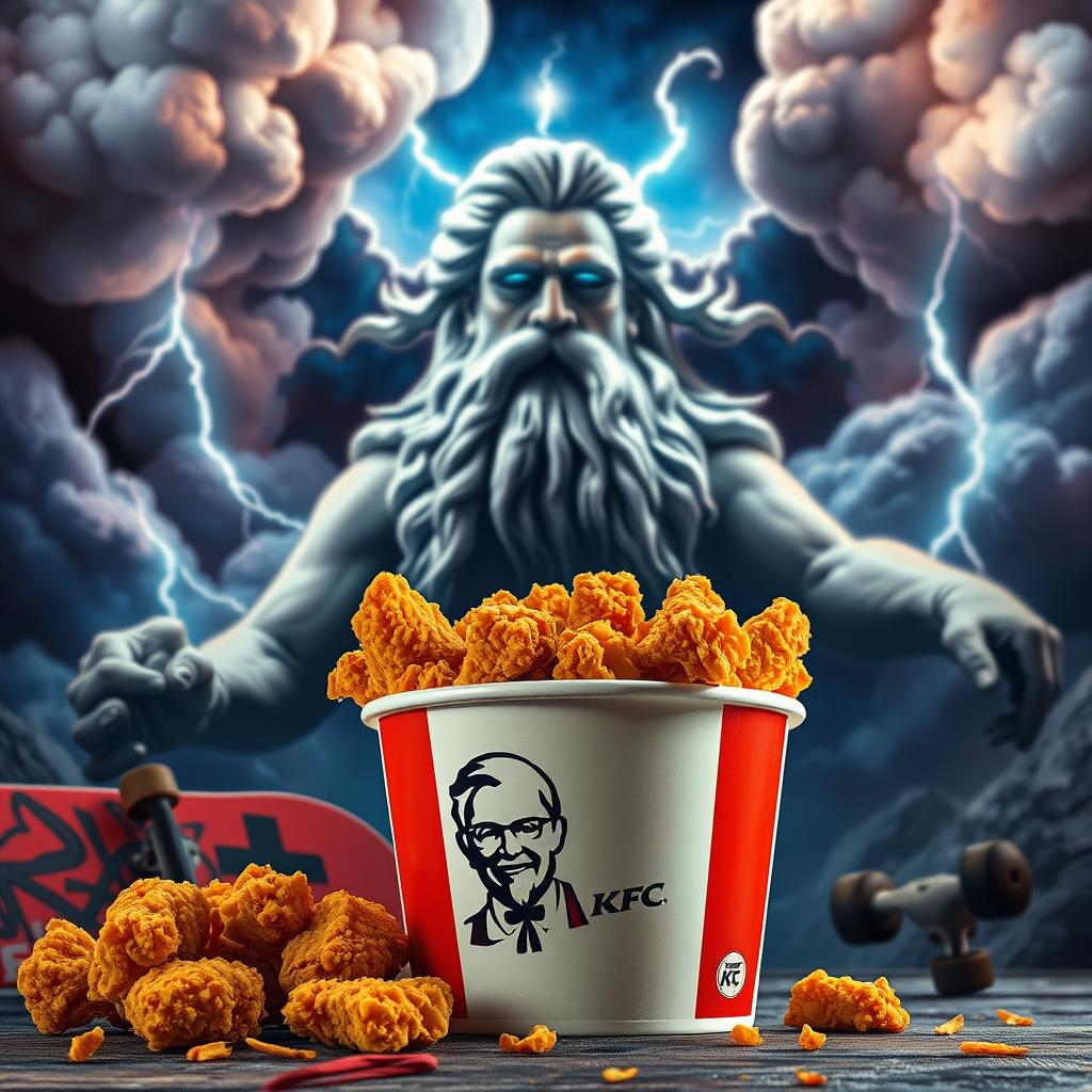 A captivating image of a bucket of KFC fried chicken, clearly showcasing the KFC logo