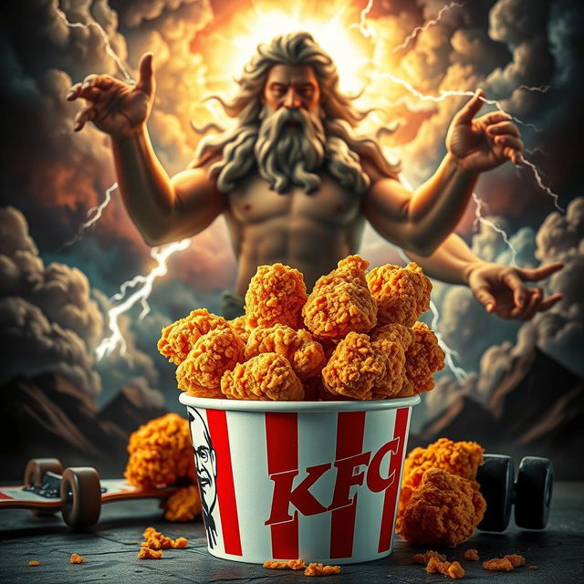 A captivating image of a bucket of KFC fried chicken, clearly showcasing the KFC logo