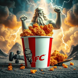 A captivating image of a bucket of KFC fried chicken, clearly showcasing the KFC logo