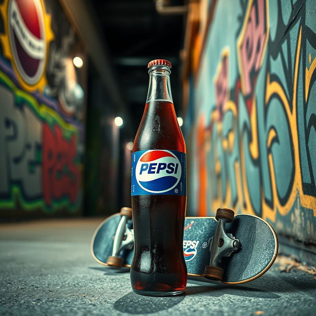 A striking image of a classic Pepsi bottle, clearly showcasing the Pepsi logo