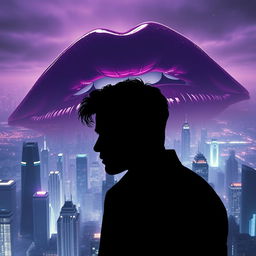 Cinematic movie poster for a romance and science fiction film set against a dystopian futuristic background
