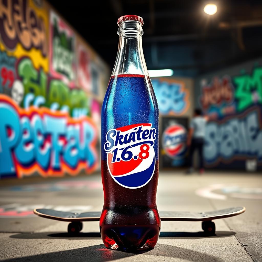 A creatively designed image of a Pepsi bottle, featuring the word 'Skater 1