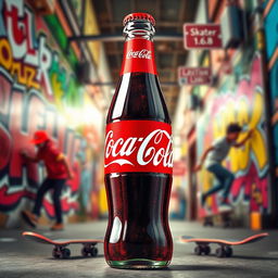 An artistic representation of a Coca-Cola bottle, prominently displaying the name 'Skater 1