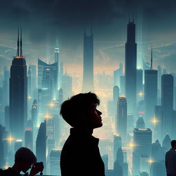 A movie poster for a romance and science fiction film, featuring a futuristic dystopian background