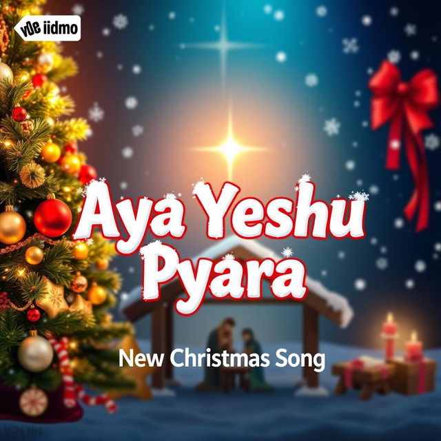 A vibrant and festive YouTube thumbnail for a new Christmas song titled 'Aya Yeshu Pyara'