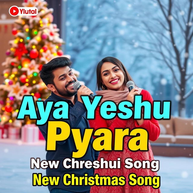 An engaging YouTube video thumbnail for 'Aya Yeshu Pyara - New Christmas Song'